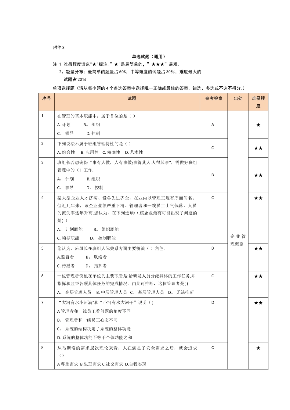 班组管理单选试题_第1页