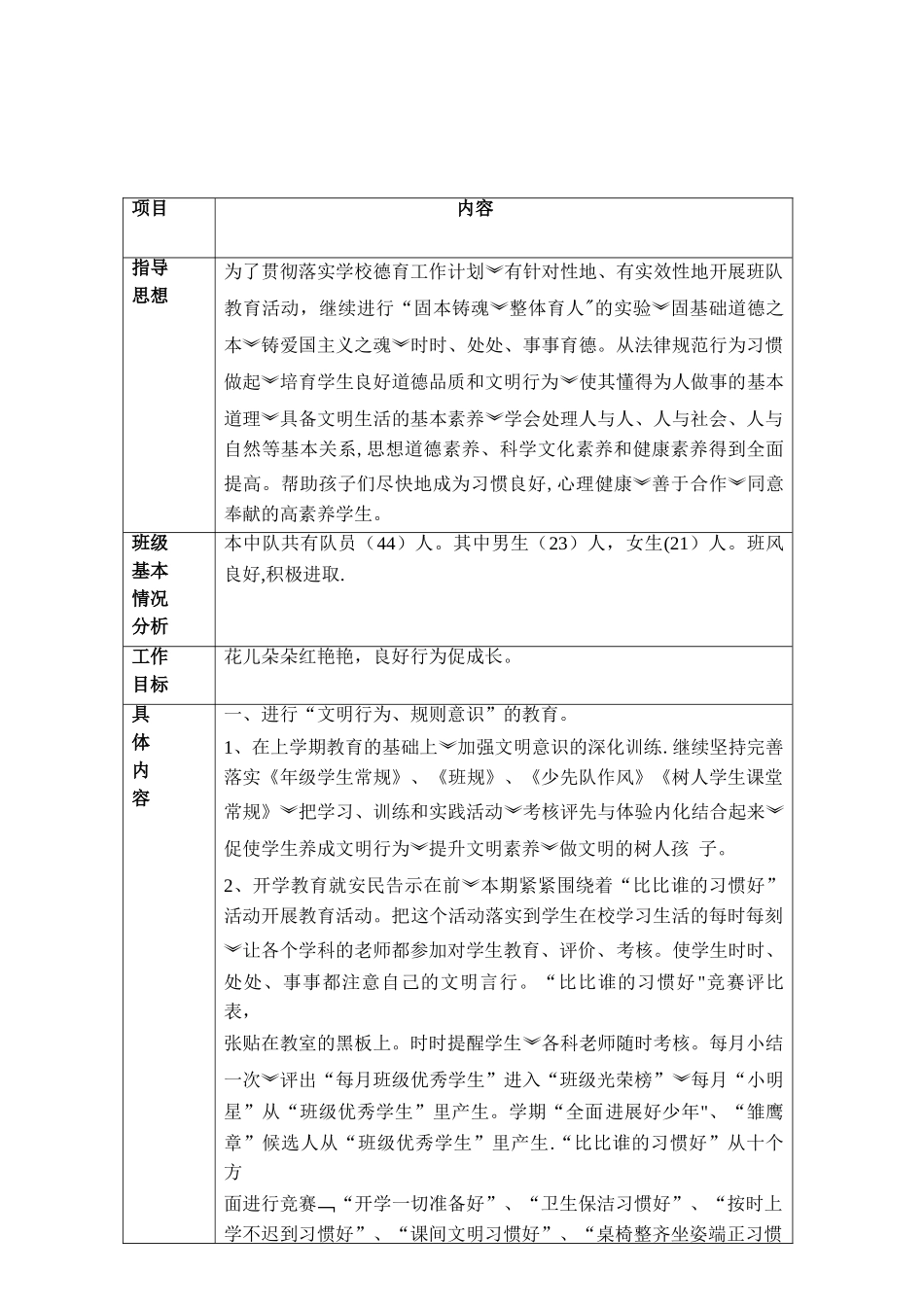 班队工作计划_第2页