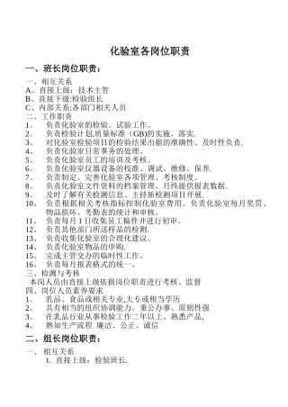 理化检验员岗位描述