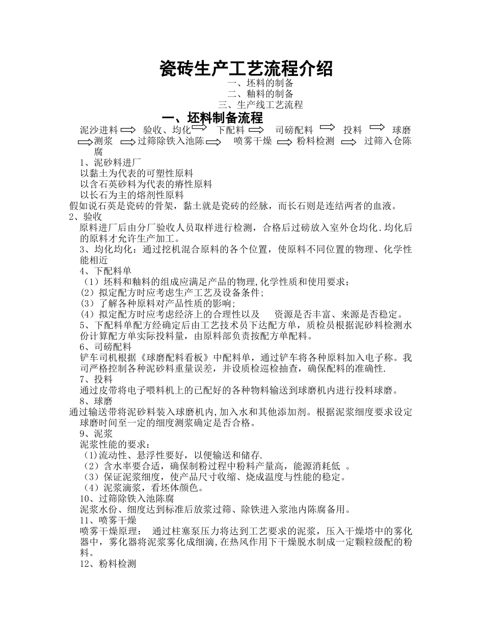 瓷砖生产工艺流程介绍_第1页