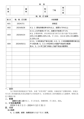 生产二部员工中长期超产激励方案-A04