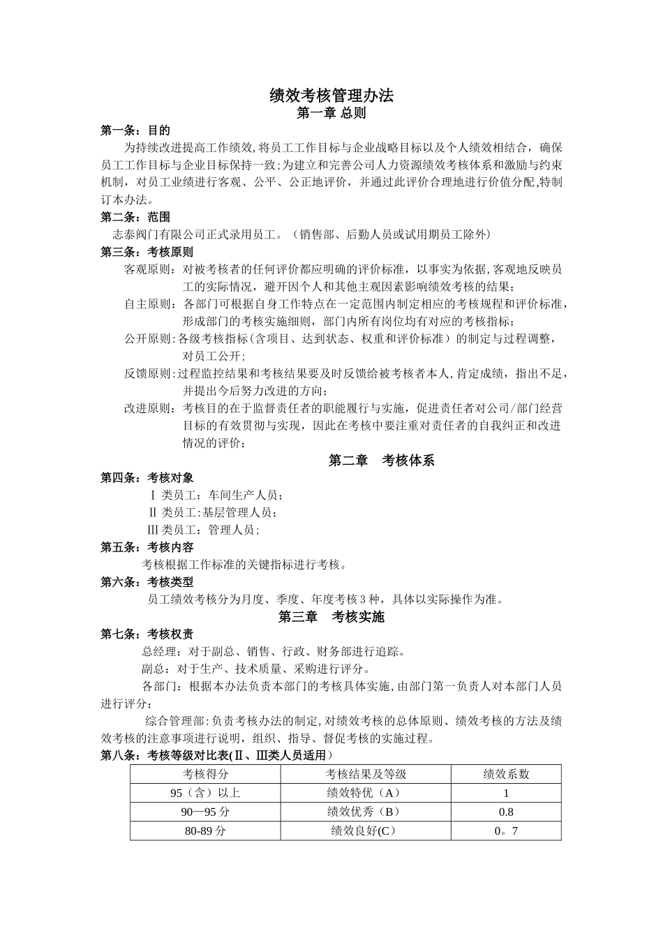 生产企业KPI考核体系文件_第1页