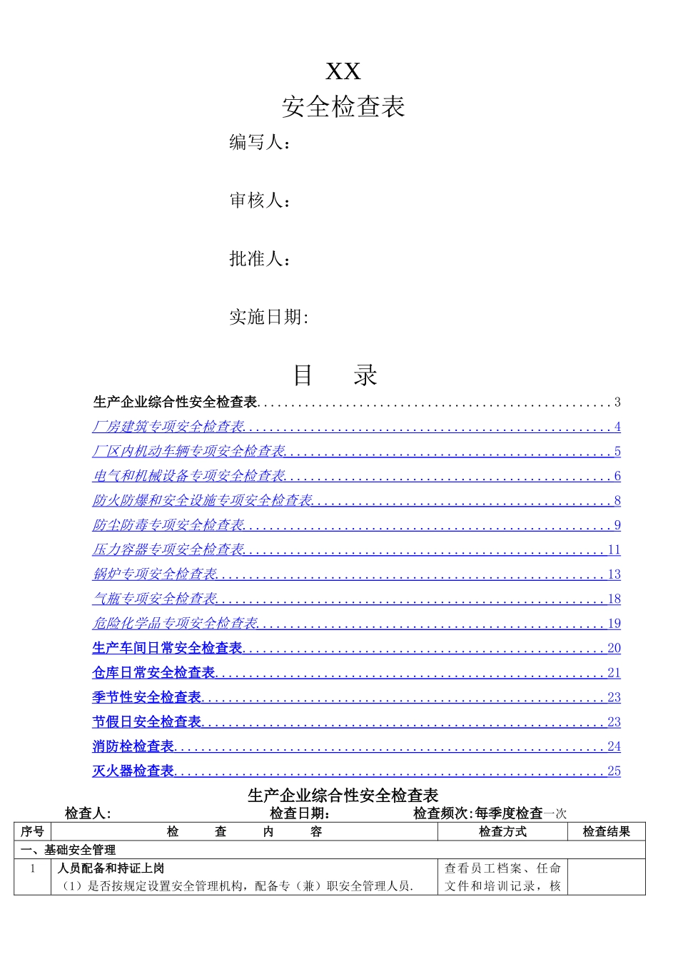 生产企业安全检查表_第1页