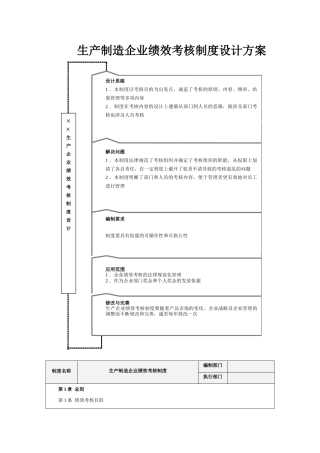 生产制造企业绩效考核制度设计方案