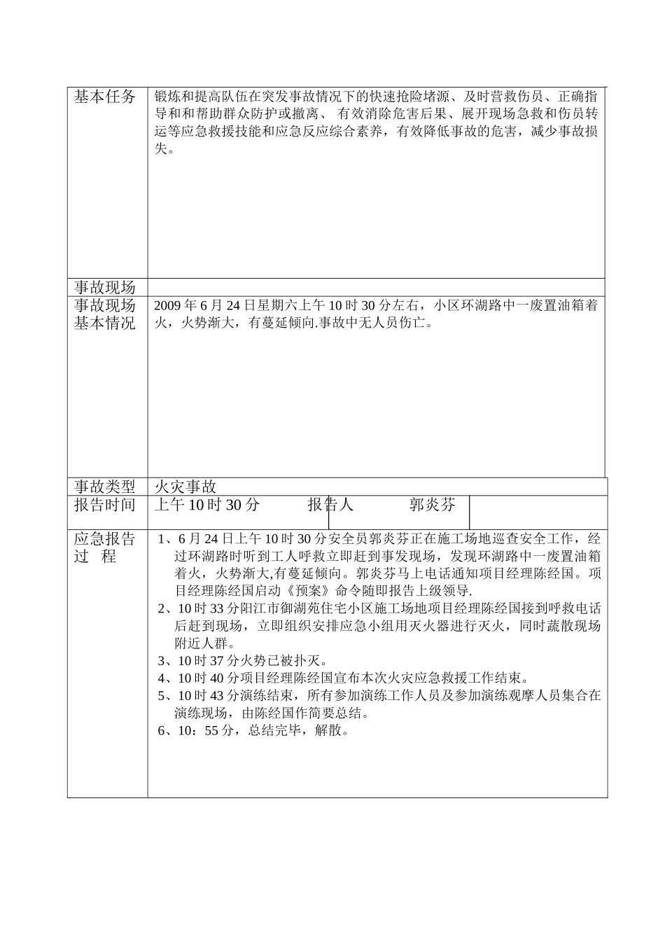生产安全事故应急救援演练记录(火灾)_第2页