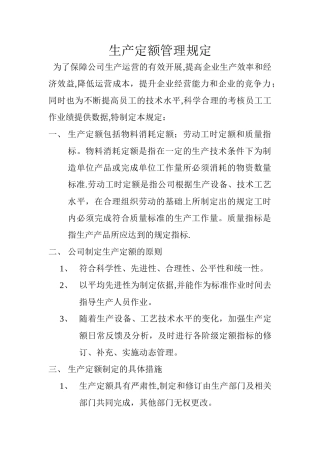 生产定额管理规定