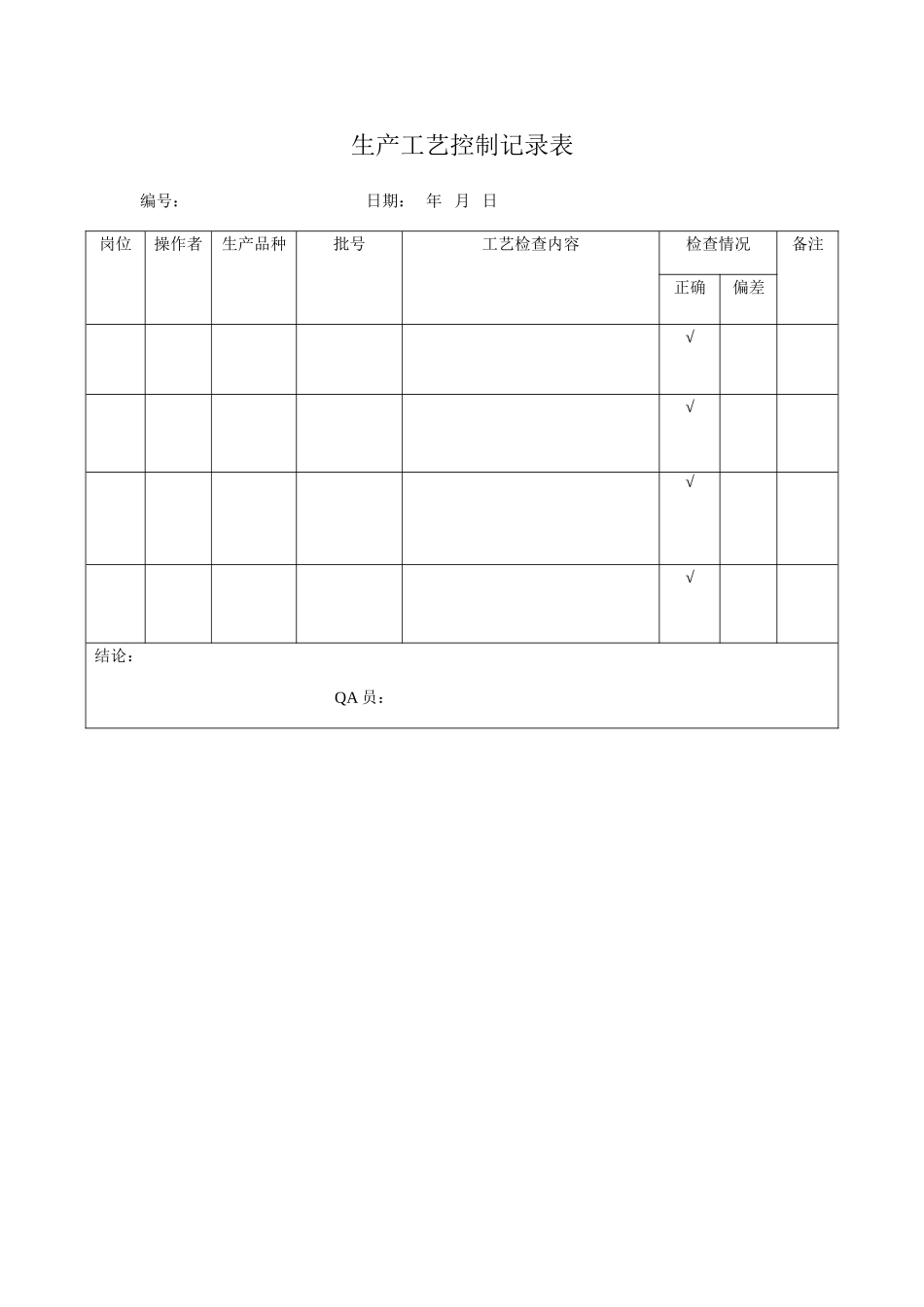 生产工艺控制记录表_第1页