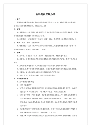 生产物料损耗管理方法