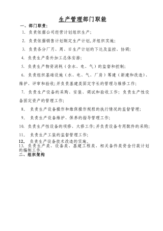 生产管理部岗位职责