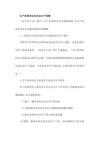 生产经营单位的安全生产保障