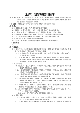 生产计划作业管理程序