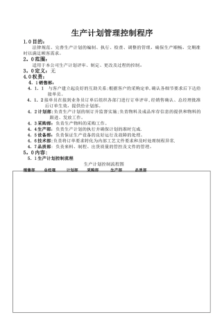 生产计划管理控制程序