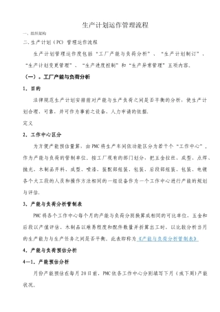 生产计划运作管理流程