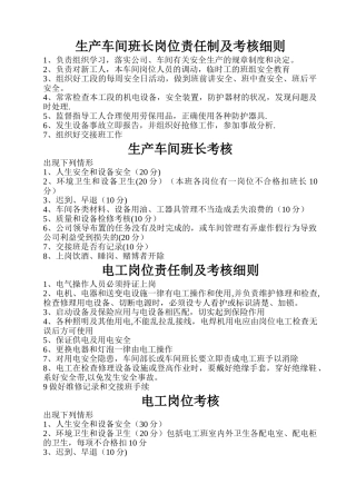生产车间岗位责任制度及考核细则1