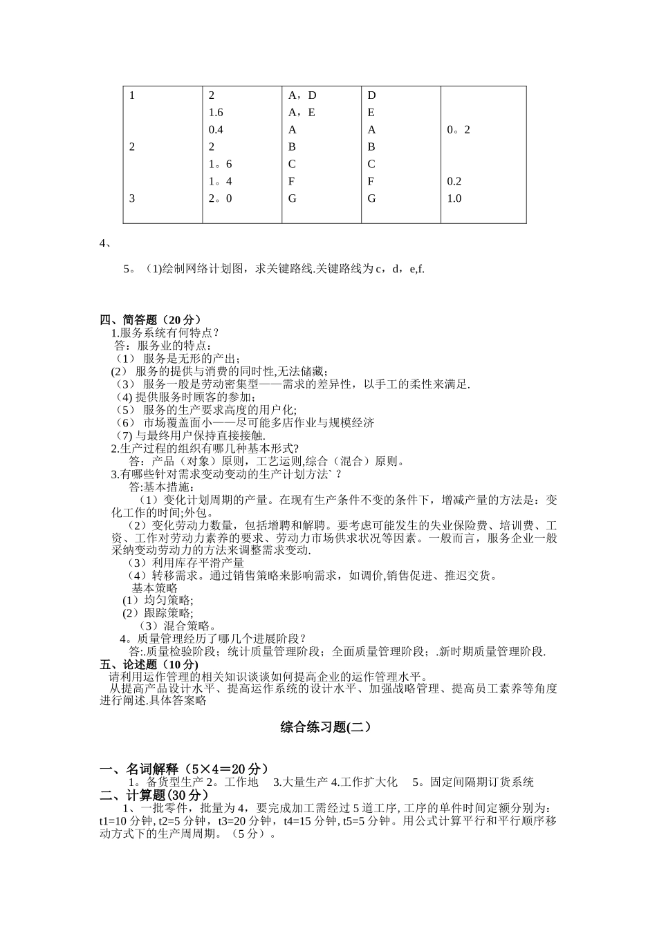 生产运作管理试题(含答案)_第3页