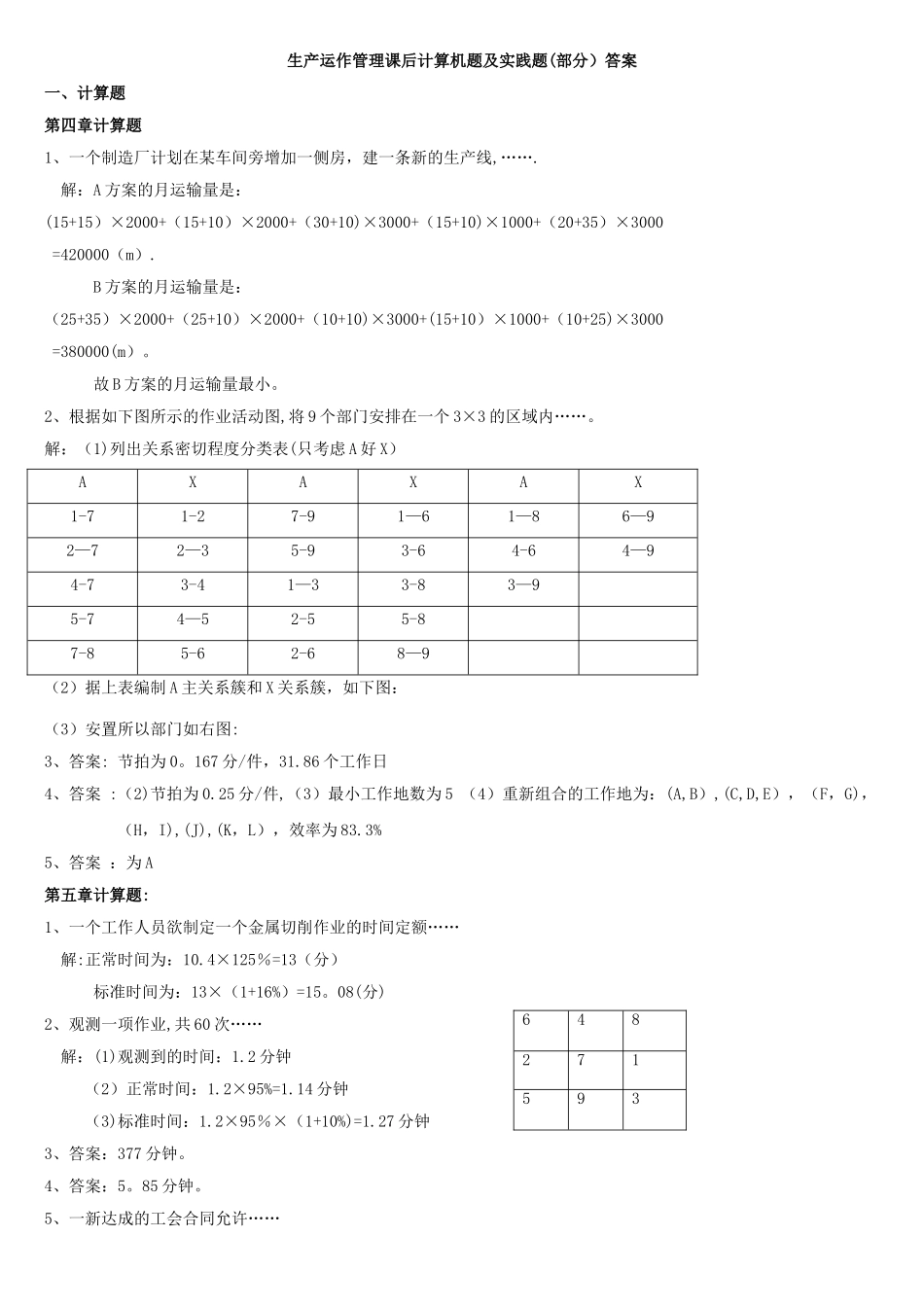 生产运作管理课后计算机题及实践题答案_第1页