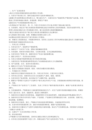 生产部各岗位岗位职责