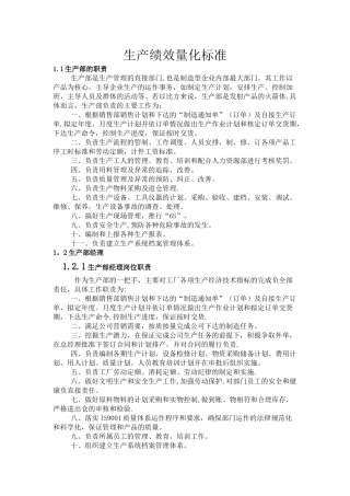 生产部岗位绩量化标准