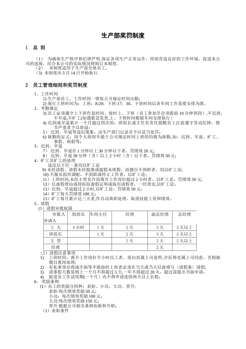生产部奖罚制度_第1页