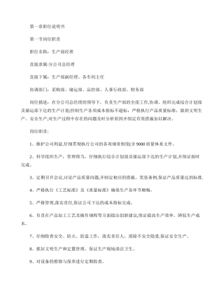 生产部经理岗位作业指导书.