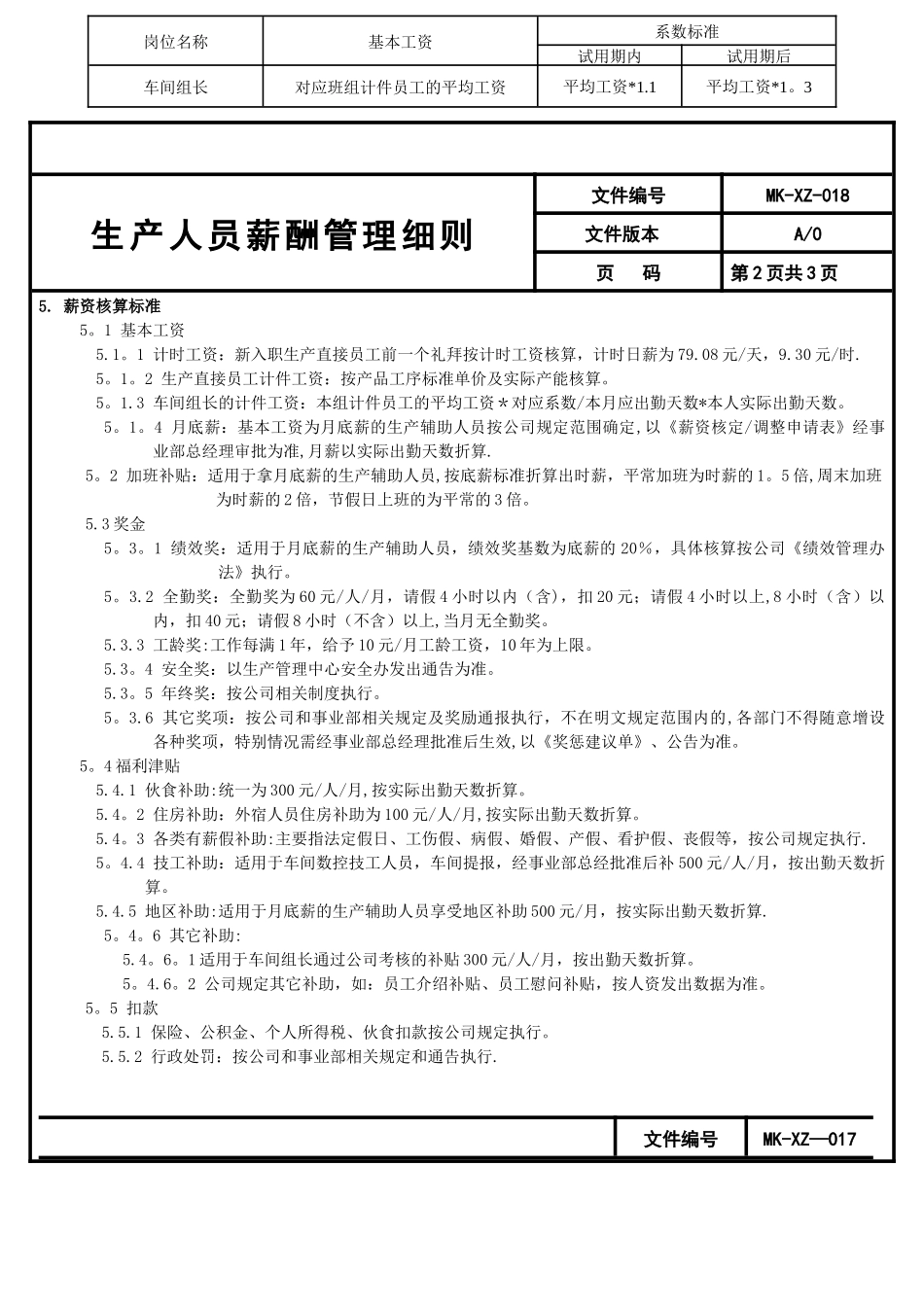 生产非计件人员薪资管理细则_第2页
