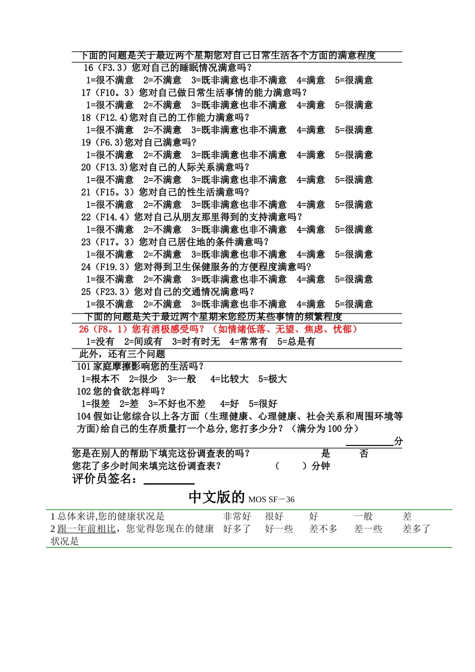 生活质量评定量表_第2页