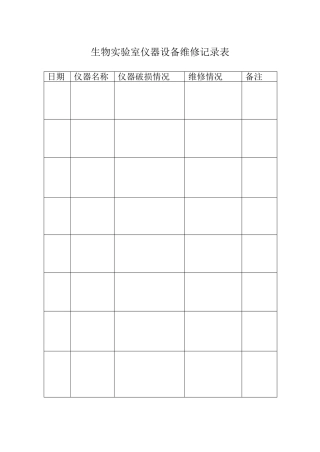 生物实验室仪器设备维修记录表