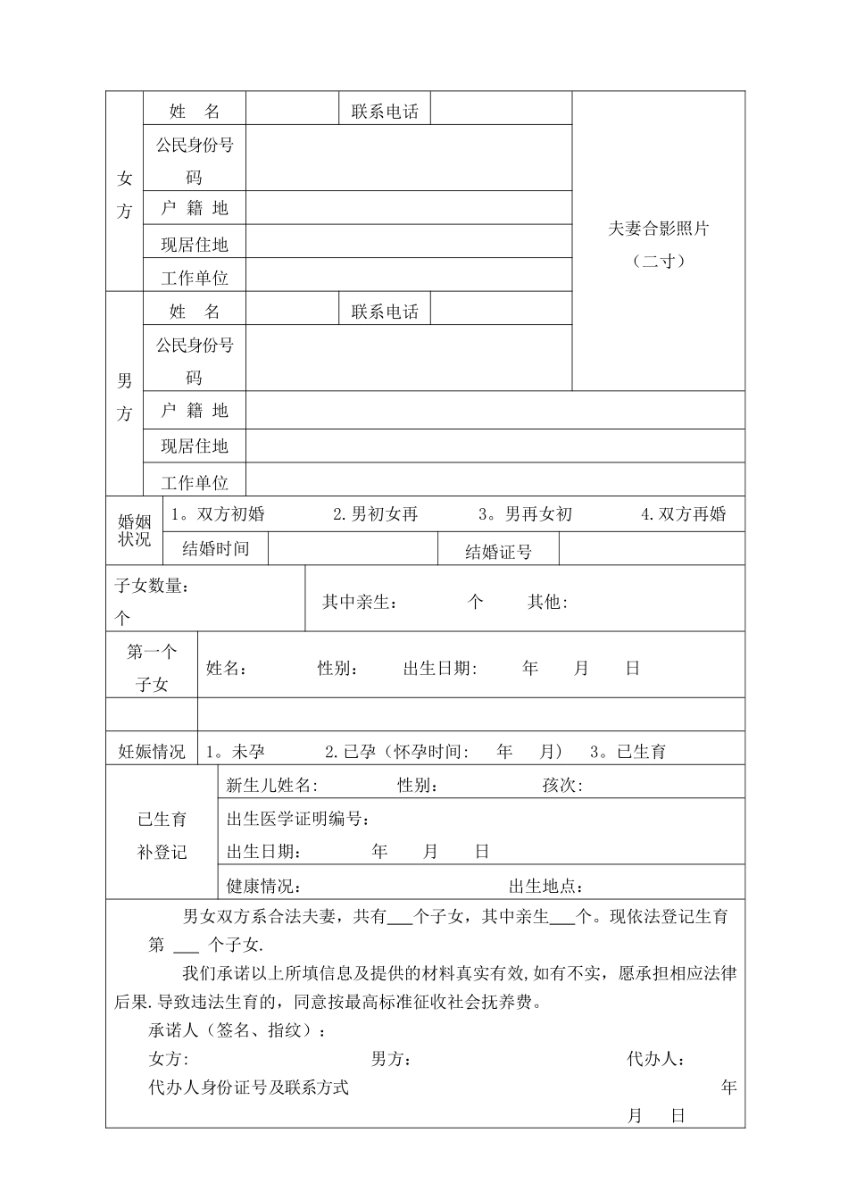 生育服务登记表模板_第2页