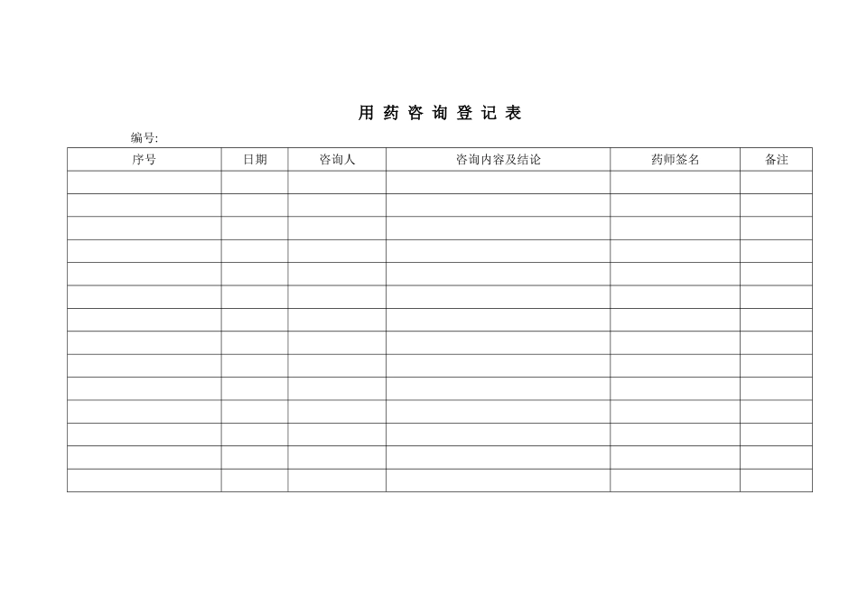 用-药-咨-询-登-记-表_第1页