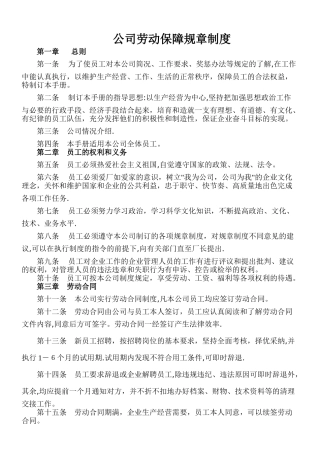 用人单位劳动保障规章制度