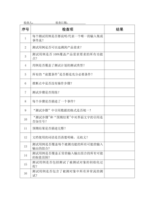 用例审核检查项列表