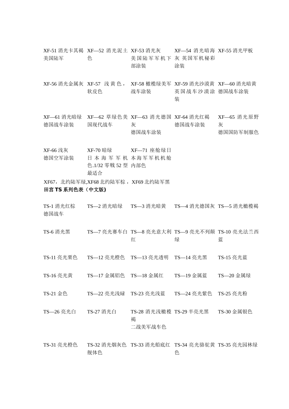 田宫系列色表_第2页