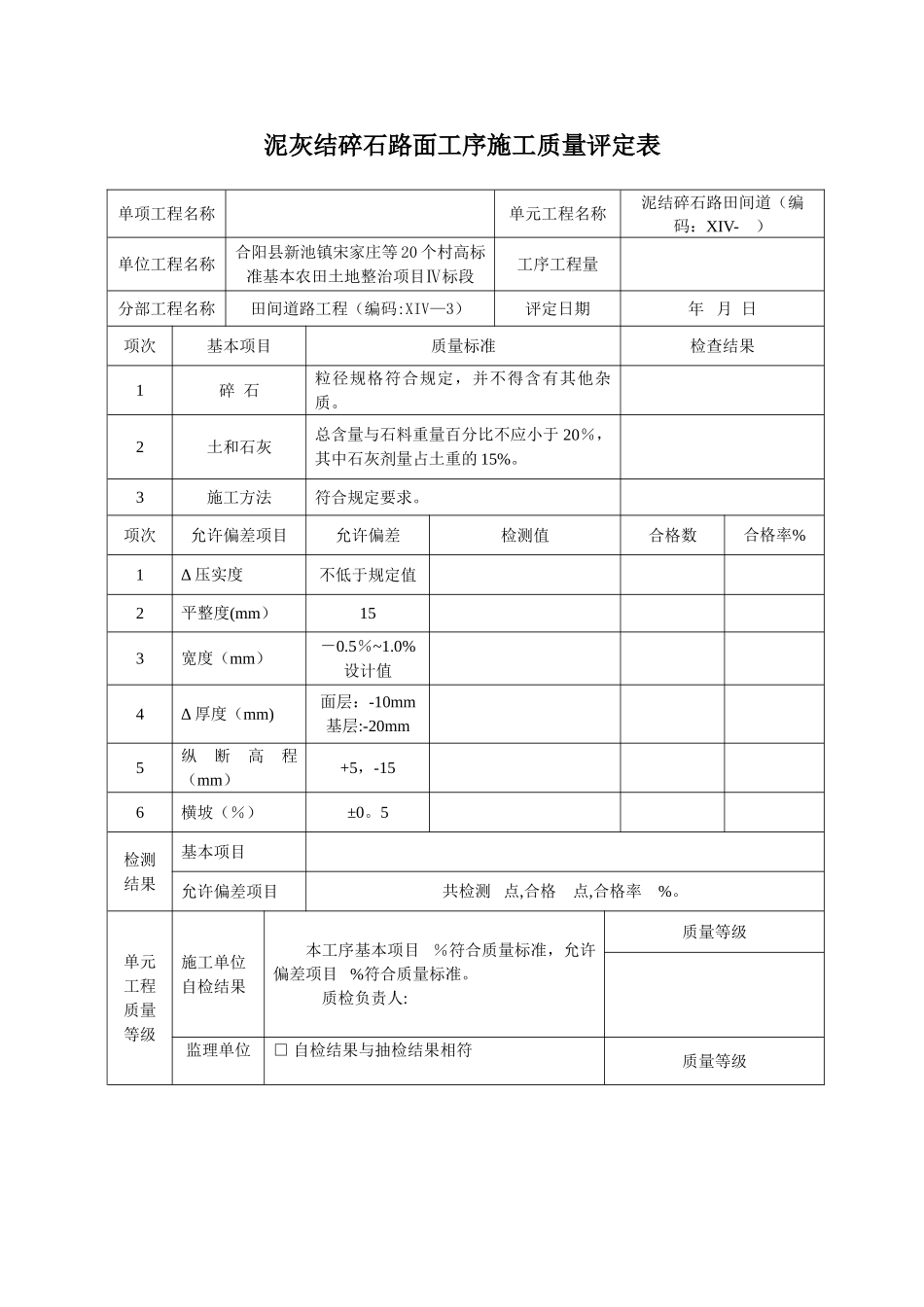 田间道路单元工程质量评定表_第3页