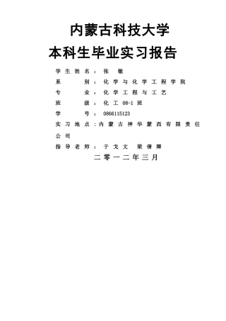 甲醇厂毕业实习报告