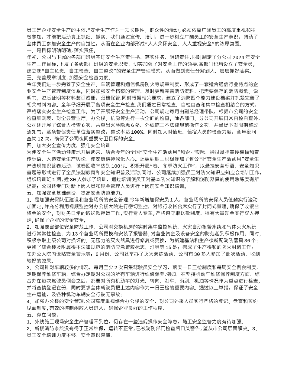 电信安全生产工作总结_第2页