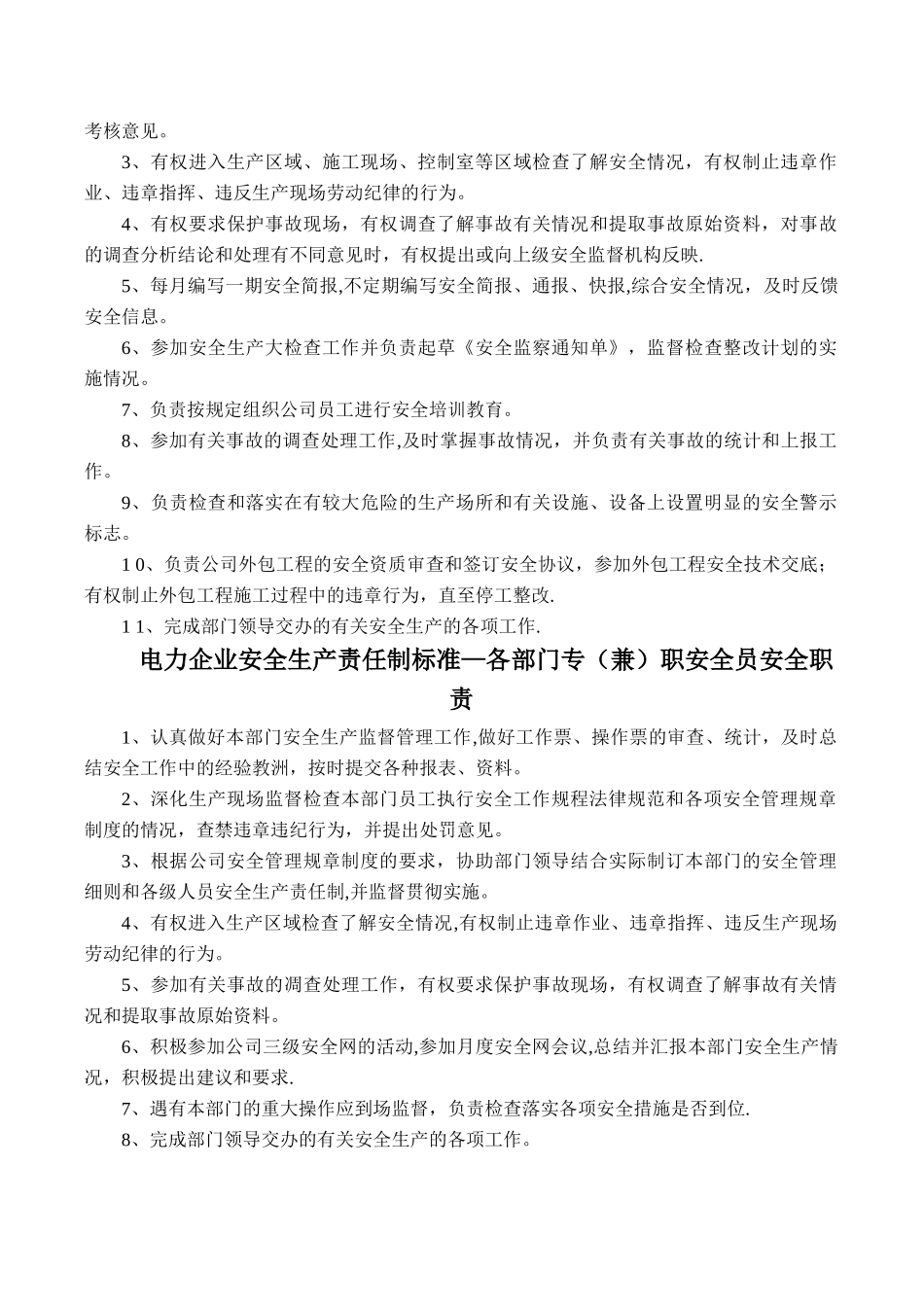 电力企业安全生产责任制标准_第2页