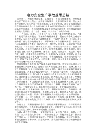 电力安全生产事故反思总结