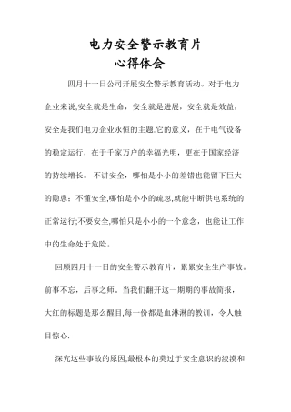 电力安全警示教育片心得体会
