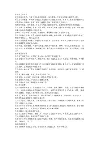 电力工程施工现场各部门及人员岗位职责