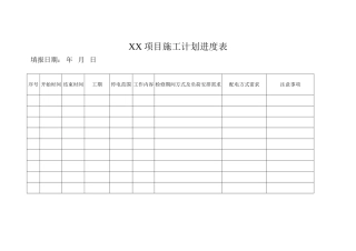 电力施工计划进度表