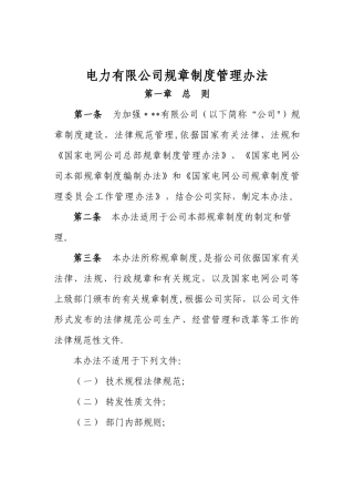 电力有限公司规章制度管理办法