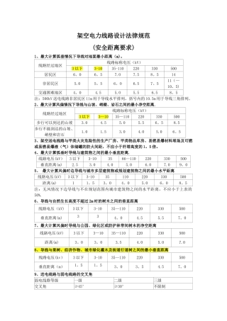 电力架空线路安全距离规定