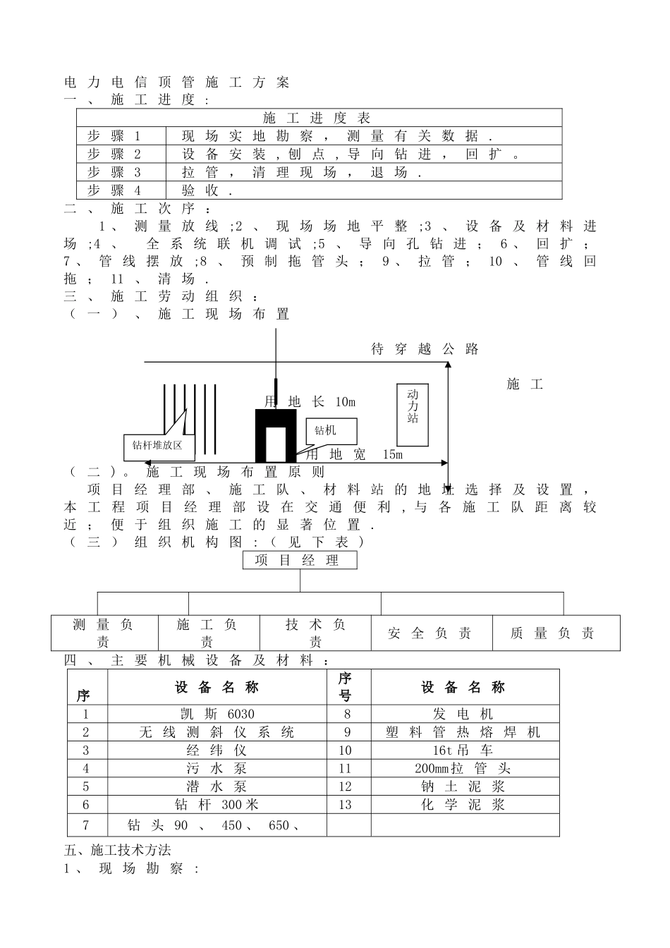 电力电信顶管施工方案_第1页