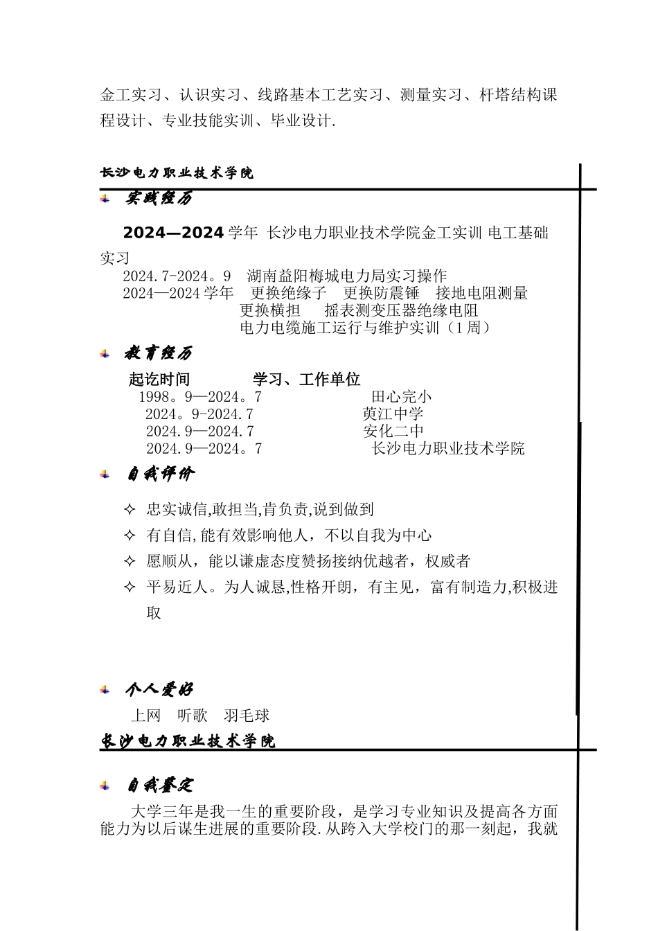 电力行业个人简历_第3页