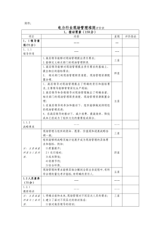 电力行业现场管理准则评价表