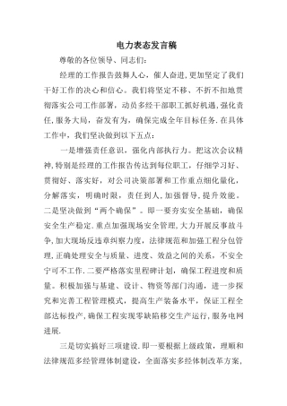电力表态发言稿
