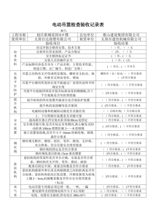 电动吊篮检查验收记录表