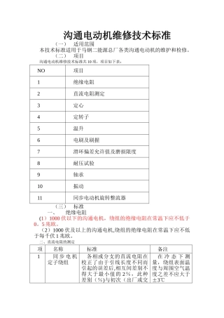 电动机维修技术标准
