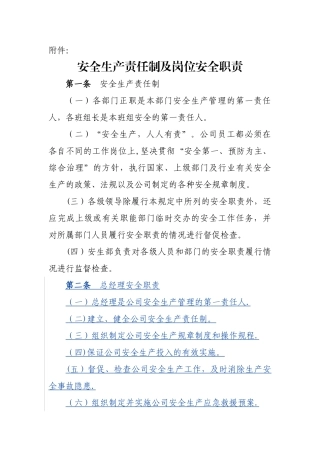 电厂安全生产责任制及岗位职责