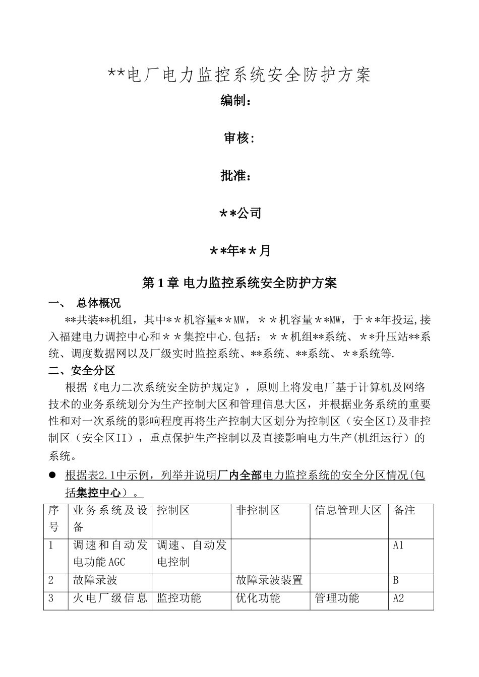 电厂电力监控系统安全防护方案_第1页